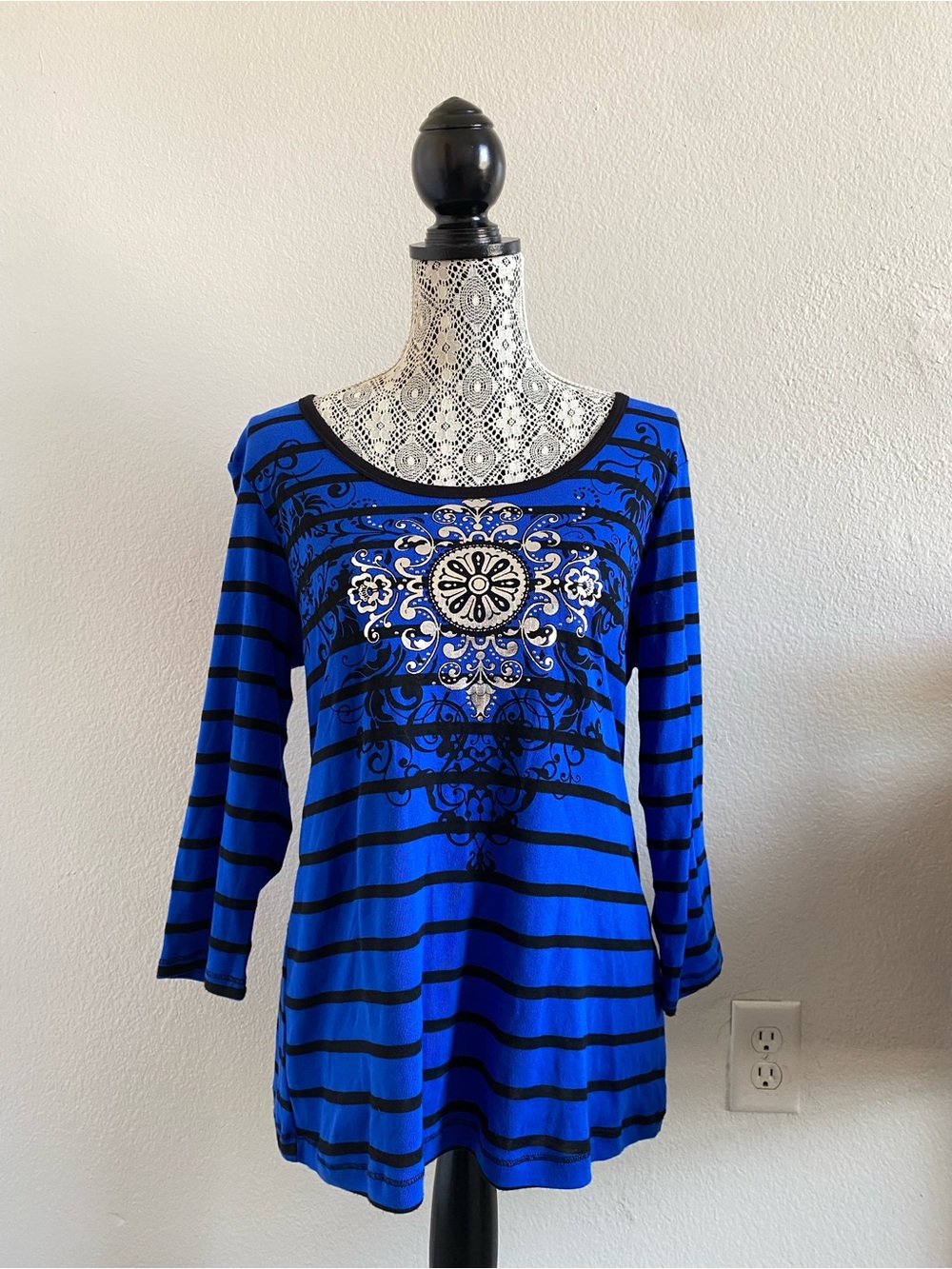 Y2k blue canyon Striped Print Top